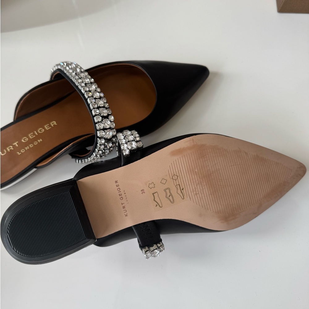 Kurt Geiger Black Crystal Strap Pointed Mule, size 38: - Picture 3 of 3